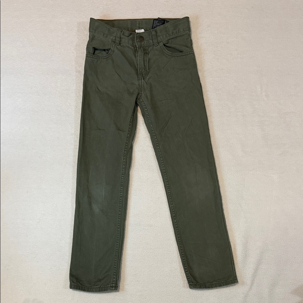 H&M Boys Olive Green Straight Leg Slim Fit Jeans w/ adjustable Straps size 8